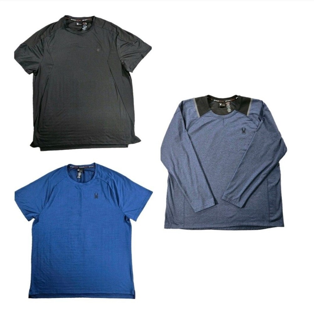Lot Of 3 Spyder Active Short Sleeve Performance T Shirts 2 XL And 1 2XL